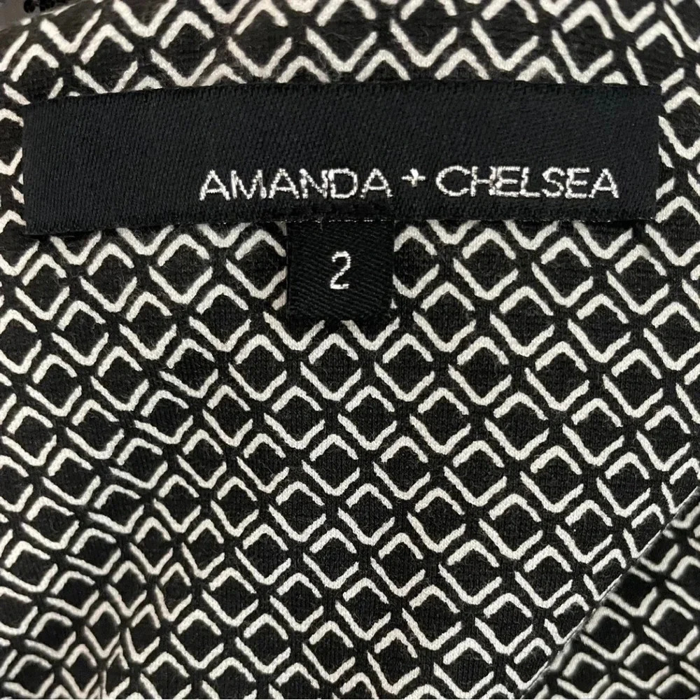 Amanda + Chelsea Geometric Print Dress Size 2 - Elegant Cap Sleeve Fit & Flare - Picture 3 of 9